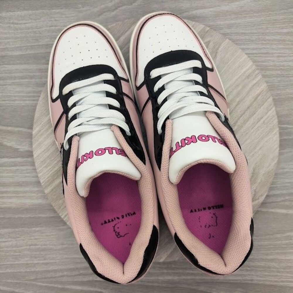 Hello Kitty by Sanrio Low Top Court Sneakers Women's Size 10 Shoes Pink White - Picture 5 of 8
